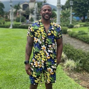 Mens forever 21 matching set shorts shirt tropical